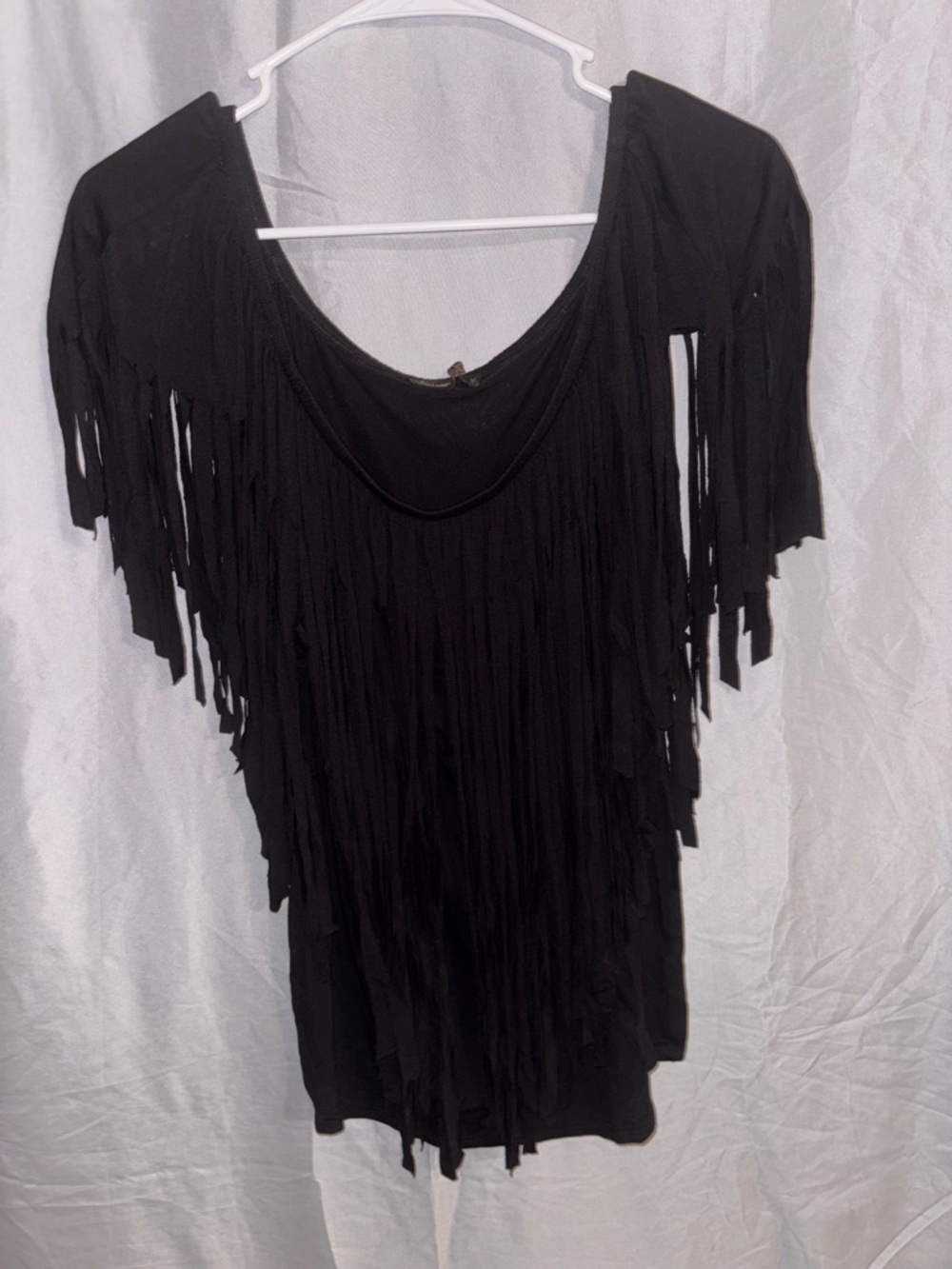 James & Joy Black Pleated Fringe Tunic